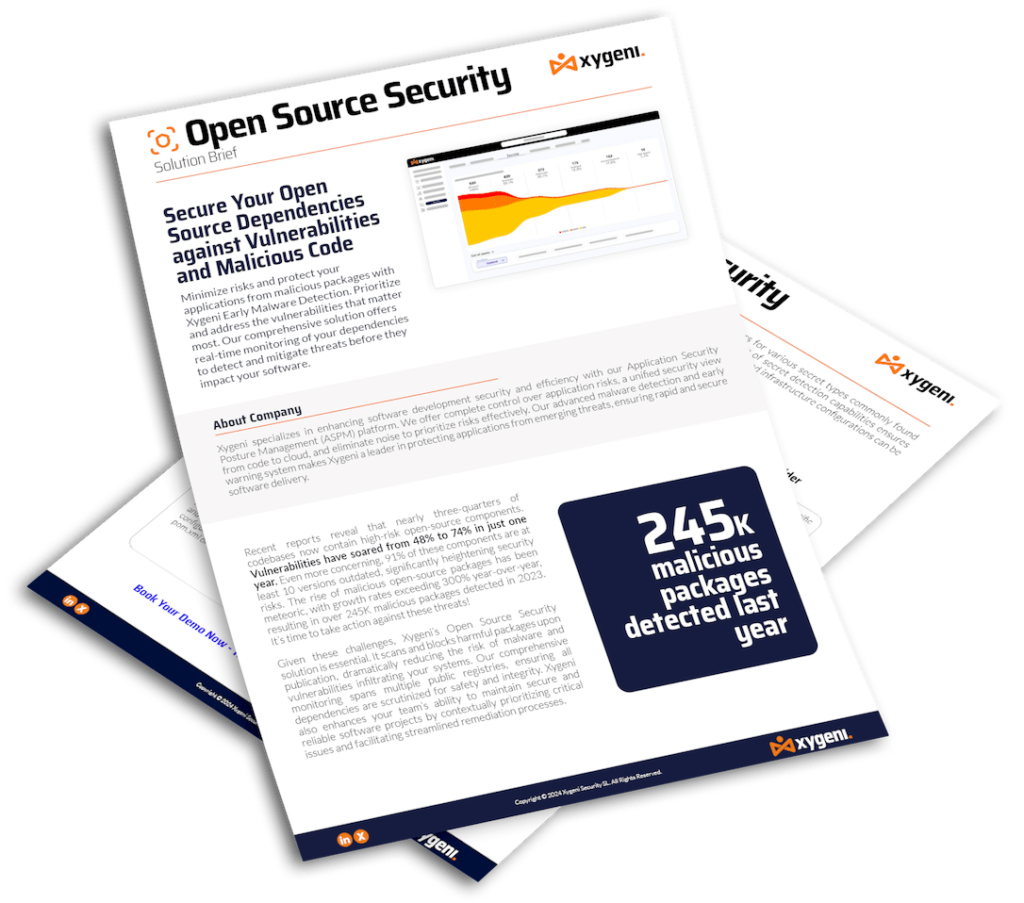 Xygeni Open Source Security Product Mockup