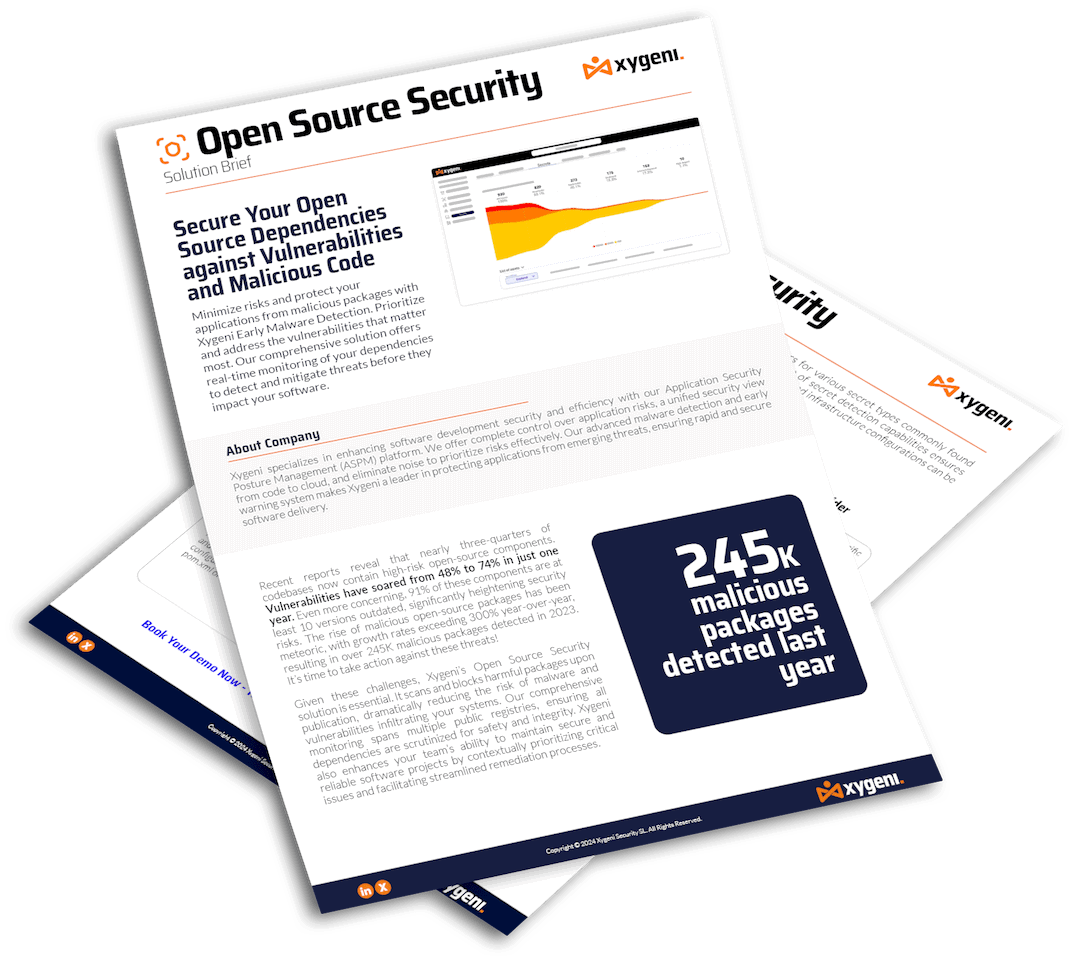 Xygeni Open Source Security Product Mockup